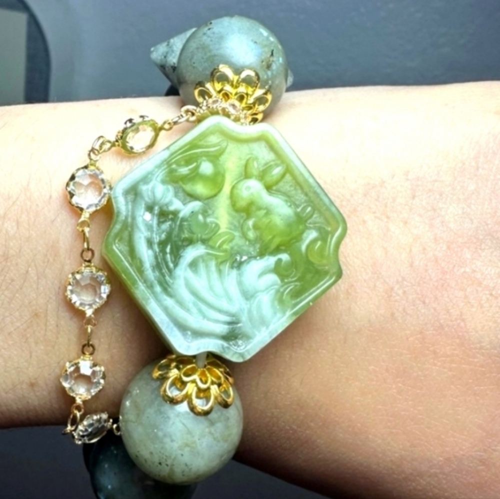 🎋Xiu Jade Rabbit Labradorite Bracelet - Picture 13 of 16